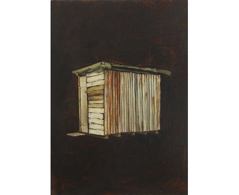 ▲ Julian Perry (b.1960) 'Olympic Shed 10'signed 'Julian Perry', inscribed with title and dated '2006' verso, oil on board34 x