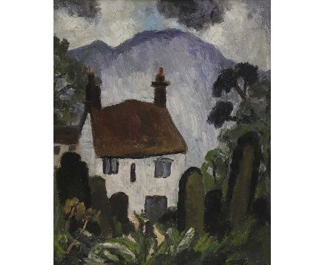 ▲ Lucy Harwood (1893-1972) The white cottageoil on canvas 61 x 51cmCondition ReportFramed: 73 x 63cmLight surface dirt. There