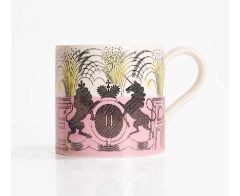 Eric Ravilious (1903-1942) a Wedgwood pottery mug, designed by Eric Ravilious to commemorate the coronation of Her Majesty Qu