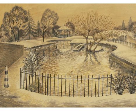 ▲ Jean Margaret Peace (1915-1989) Victoria Park under snow, 1951signed 'J. M. Peace' l.r., watercolour37.5 x 47.5cmCondition 