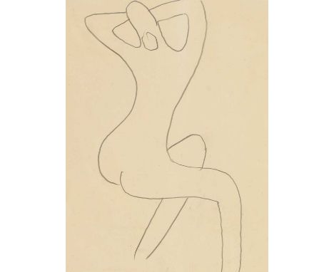 ▲ Roger Hilton (1911-1975) Seated nudepencil20 x 15.5cm, unframedProvenance: A gift from the artist to Mr Carey, October 1930