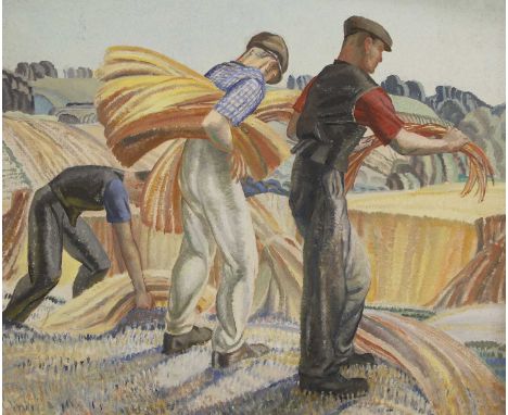 Averil Burleigh ARWS (1882-1949) 'Harvesters'oil on canvas laid on board48 x 58cmProvenance: With Simon Carter Gallery, Woodb