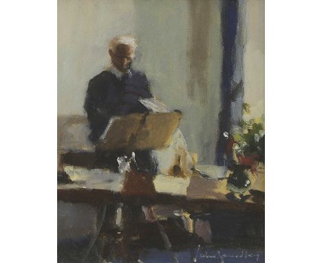 ▲ John Yardley (b.1933) 'Painting Flowers'signed 'John Yardley' l.r., oil on canvas22.5 x 18cmCondition ReportFramed: 34 x 28
