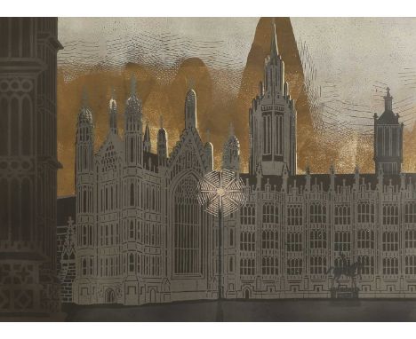 ▲ Edward Bawden RA (1903-1989) 'The Palace of Westminster' (MG 068)linocut in colours, inscribed with title and numbered 'Art