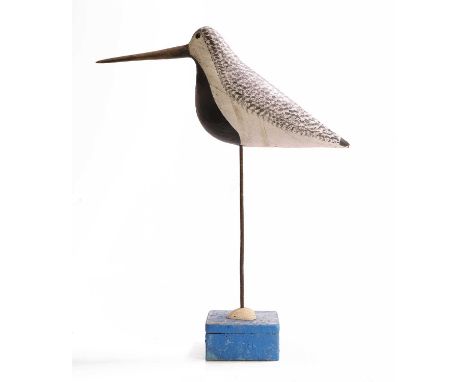 ▲ Guy Taplin (b.1939) 'Shorebird'carved and painted driftwood on a metal and driftwood base with shell, signed 'GUY TAPLIN' a