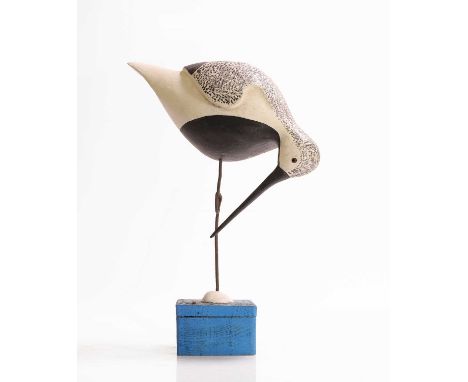 ▲ Guy Taplin (b.1939) 'Plover'carved and painted driftwood on a metal and driftwood base with shell, signed 'GUY TAPLIN' and 