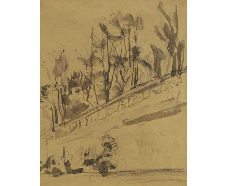 Gwen John (1876-1939) Rue Terre Neuve, Meudoncharcoal, pen and ink and wash21 x 16.5cmProvenance: Acquired 1950/51 in Meudon,