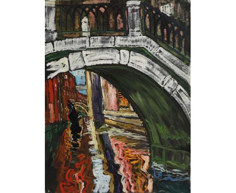 ▲ John Bratby RA (1928-1992) 'The Red Venetian Canal: Gore Vidal'signed 'Bratby' l.r. and also u.l., oil on canvas121.5 x 91c