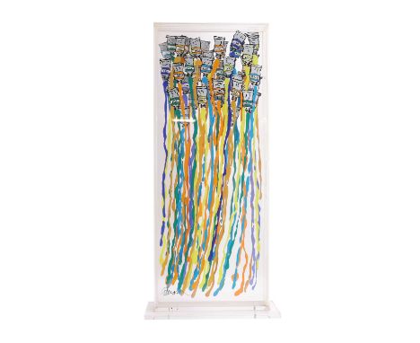 ▲ Fernandez Arman (French-American, 1928-2005) 'Harpe de Couleurs' (Harp of Colours), 1975screenprint in colours on three she
