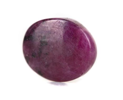 **CERTIFICATED UNMOUNTED TREATED RUBY,oval cabochon, weighing 16.65 carats, with GLA report number 083121-CD-AAE9-GKC