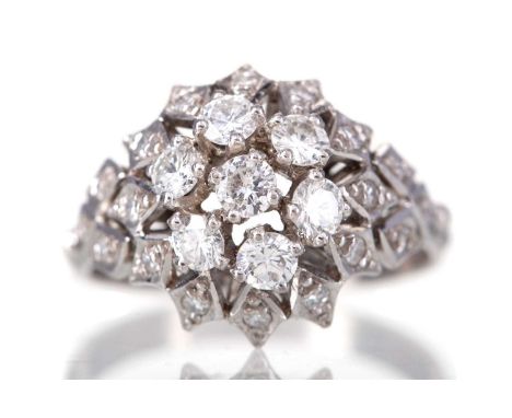 DIAMOND DRESS RING,set with round brilliant and single cut diamonds totalling approximately 1.00 carat, unmarked, size P 1/2,