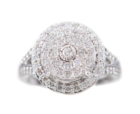 DIAMOND DRESS RING,set with round brilliant cut diamonds totalling approximately 1.00 carat, in nine carat gold, size N, 4.4