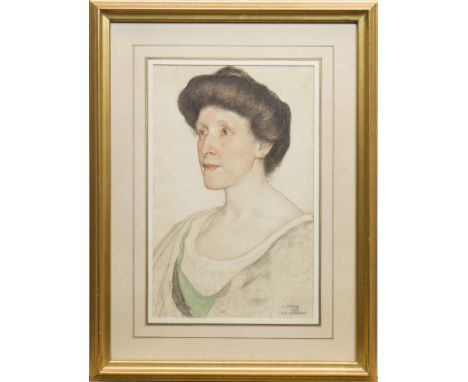 WILLIAM STRANG (SCOTTISH 1859 - 1921),PORTRAIT OF MARION SERVICEpencil and crayon on paper, signed, titled, dated 1909 and in