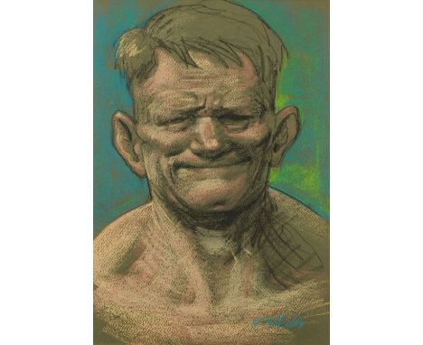 Frank McFadden, pastel portrait of Glasgow man, "Don't Let Go".  40 cm x 28 cm, framed, signed. 