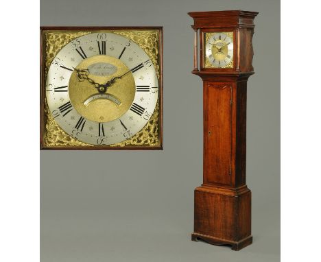 A George III oak longcase clock by Hugh Lough of Penrith, with 11 inch silvered brass dial, 30 hour movement and date apertur