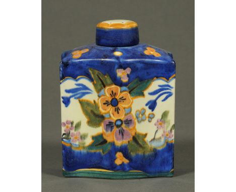 A Carltonware tea caddy, floral patterned and with printed mark to base.  Height 14 cm. 