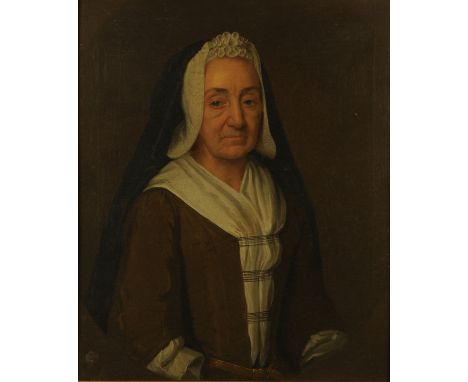 An 18th century portrait oil painting on canvas, Frances Styles widow of Henry Styles Esq, (1655-1749), painted in 1731 aged 