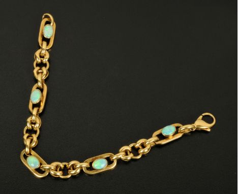 A Victorian 9 ct gold and opal bracelet (see illustration).
