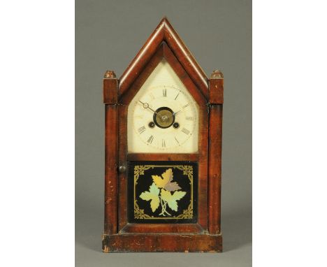 An American Newhaven steeple striking clock with alarm.  Height 39 cm. 