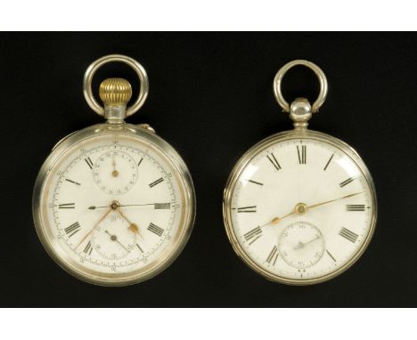 A Swiss chronograph, and pocket watch with London hallmark 1862. CONDITION REPORT: The chronograph has numerous scratches and