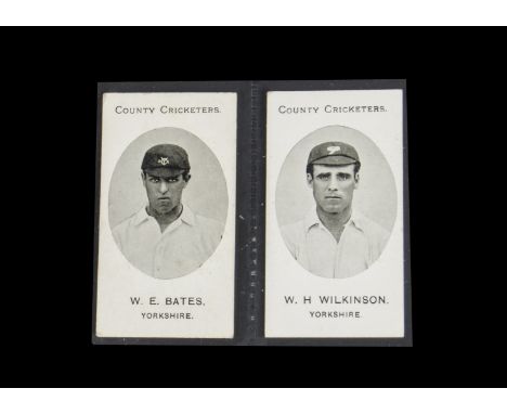 Cigarette Cards, Cricket, Taddy County Cricketers, Yorkshire, W Bates (gd) and W H Wilkinson (vg) (2)
