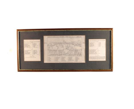 Cricket, a framed engraving (keyplate)  'Cricket Match at Brighton' between Sussex and Kent, handwritten to print circa 1839-