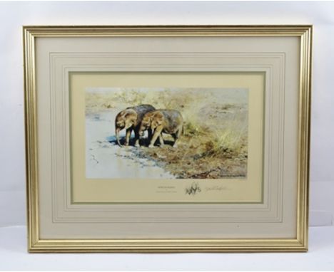 AFTER DAVID SHEPHERD "African Babies", depicting two baby African Elephants, a limited edition coloured Print no. 103/1500, s