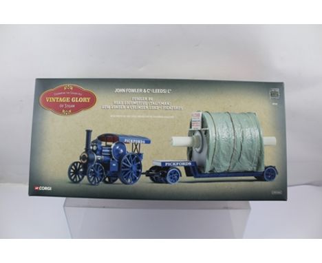 CORGI DIE-CAST VINTAGE GLORY OF STEAM 1:5 SCALE Fowler 36 Road Locomotive (Talisman), low loader - cylinder road - Pickfords,