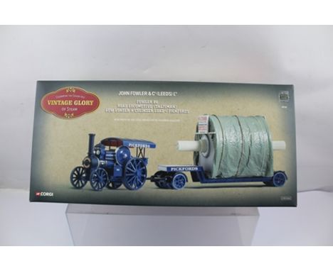 CORGI DIE-CAST VINTAGE GLORY OF STEAM 1:5 SCALE Fowler 36 Road Locomotive (Talisman), low loader - cylinder road - Pickfords,