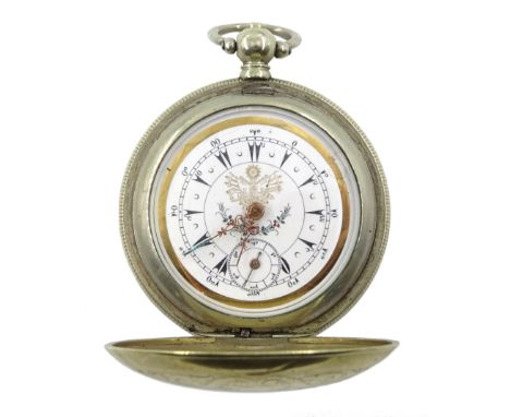 Turkish market early 20th century, silver full hunter pocket watch, lever movement signed J Dent, London, enamel dial with Tu
