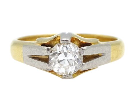 Gold gentleman's single stone diamond ring, stamped 18ct Plat, diamond approx 0.60 carat  - Condition Report Approx 5.5gm, si