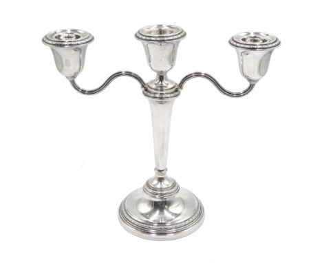 Silver three branch candelabra by Adie Brothers Ltd, Birmingham 1962  - Condition Report Height 20.5cm