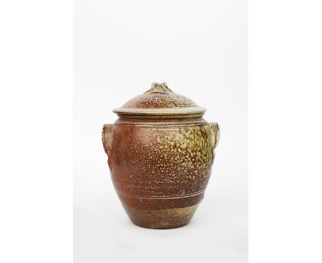 Richard Batterham (1936-2021) a salt-glazed stoneware beer jar and cover,  circa 1995-1996, unsigned 34.5cm. high Provenance 