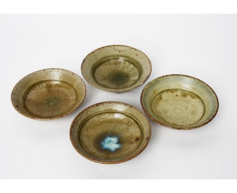 Richard Batterham (1936-2021) a stoneware butter dish with chattering band, glazed to the interior ash, and three other butte