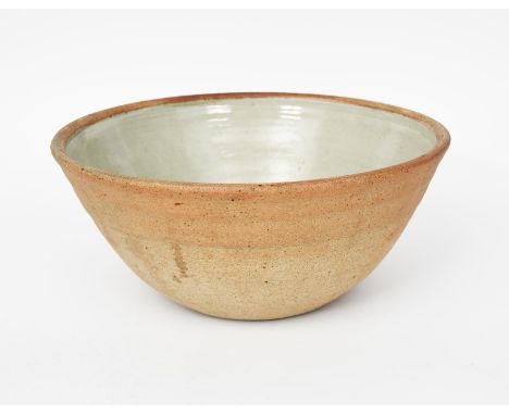 Richard Batterham (1936-2021) a large and deep stoneware mixing bowl, glazed to the interior with a pale ash glaze unsigned, 
