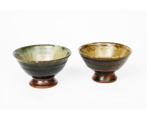 Richard Batterham (1936-2021) a small footed bowl with chattering bands, glazed to the interior ash, the exterior tenmoku, an