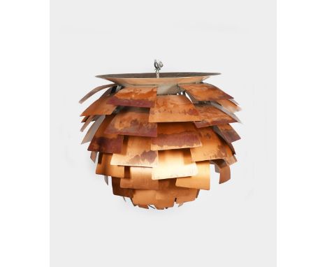 A PH Artichoke light designed by Poul Henningsen, originally designed in 1958 and produced by Louis Poulson, copper petal dif