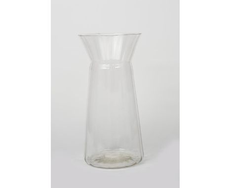 A large Whitefriars glass 'Munstead' flower vase designed by Gertrude Jekyll,  tall, tapering fluted body with flaring neck, 