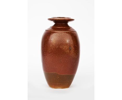 Richard Batterham (1936-2021) salt-glazed stoneware medium bottle, beaten, unsigned, 33cm. high Provenance From the estate of