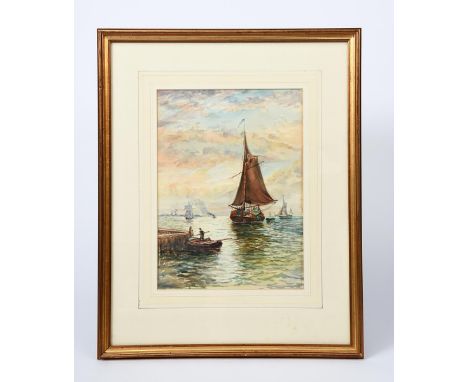 James Elliott (Elliott of Newquay) Cornish Coastline with steam ship, watercolour on paper, framed, another watercolour of a 