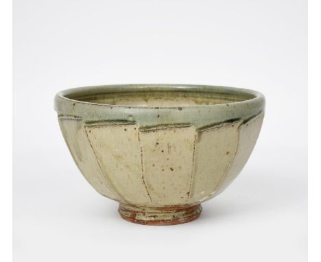 Richard Batterham (born 1936-2021) a large cut-sided stoneware bowl, covered in an ash glaze unsigned, tape exhibition label 
