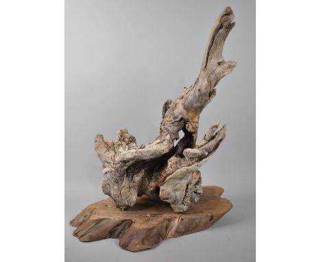 A Vintage Driftwood Sculpture on Section of Tree Trunk, 53cms High 