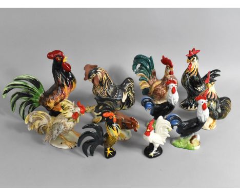 A Collection of Various Ceramic Studies of Cockerels 