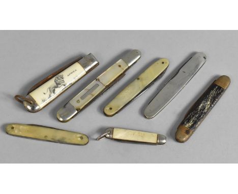 A Collection of Various Vintage Pocket Knives having bone and Mother of Pearl Scales 