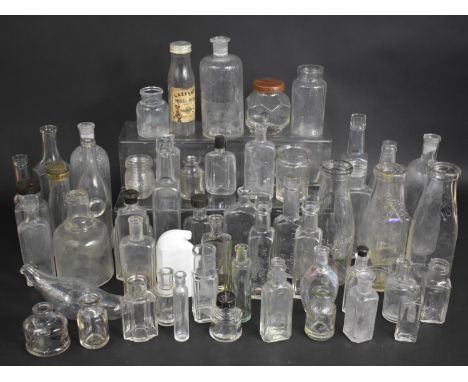A Large Collection of Various Vintage Glass Bottles to Comprise Milk Bottles, Jars Pots etc 