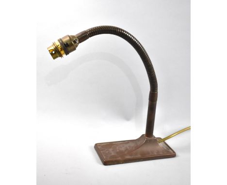 A Vintage Adjustable Desktop Reading Lamp on Rectangular Plinth Base 