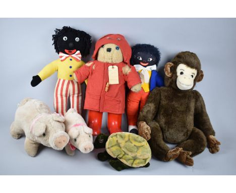 A Collection of Various Vintage Soft toys to include Merrythought Pig, Monkey Paddington Etc 