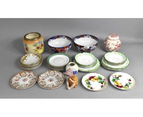 A Collection of Various Ceramics to Comprise Wileman Type Green Transfer Printed Saucers and Side Plates Various Other Edward