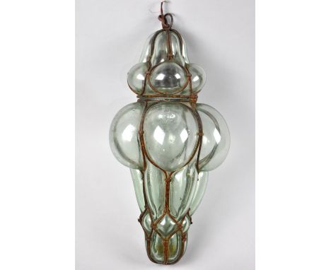 A Vintage Ceiling Hanging Lantern Light Fitting with Hinged Lid, 40cms Long 