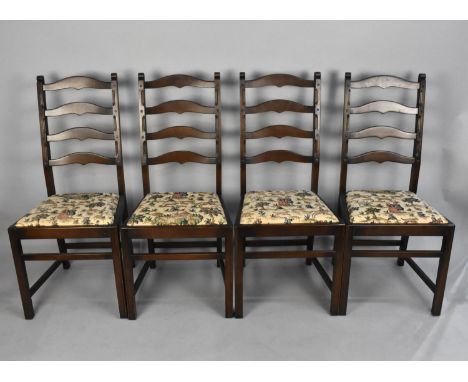 A Set of Four Mid 20th Century Mahogany Ladder Back Chairs 